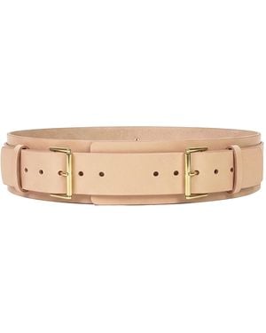 Haute Cuir Neutrals Nude Double Buckle Wide Belt - Pink