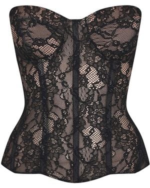 Malo Lace Corset Bustier - Black