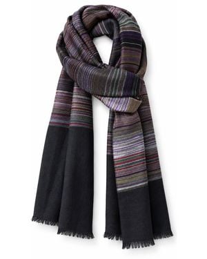 Stovaria Midnight Mosaic Cashmere Silk Handwoven Scarf - Black