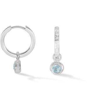 Dower & Hall Aquamarine Hammered Huggie Hoops - White