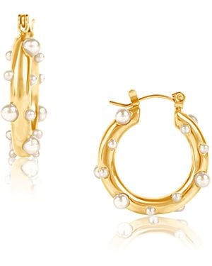 Ellie Vail Jewelry Nicoletta Pearl Hoop Earring - Metallic