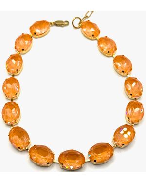 Achala Handcrafted Bright Short Crystal Necklace - Orange