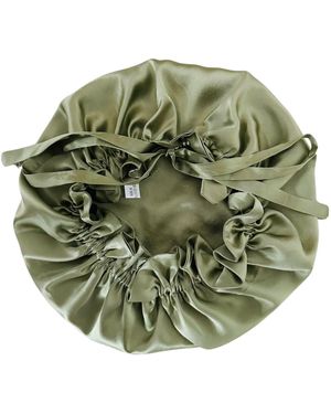 Marche' Du Luxe Pure Silk Double Layered Adjustable Ties Cap Avocado - Green