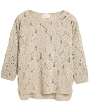 Peraluna Neutrals Gina Sparkly Pointelle Knit Blouse - Natural