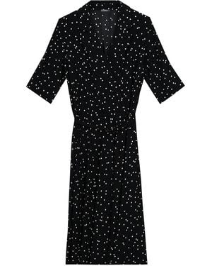 InAvati Midi Polka-Dot Dress With Belt - Black