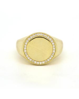 VicStoneNYC Fine Jewelry Natural Diamond Signet Ring - Metallic
