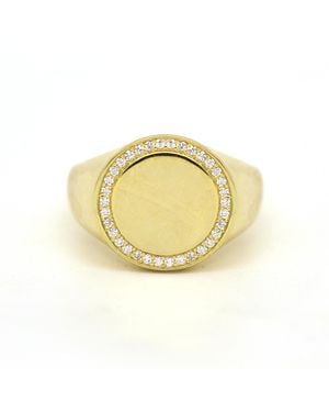 VicStoneNYC Fine Jewelry Natural Diamond Signet Ring - Metallic