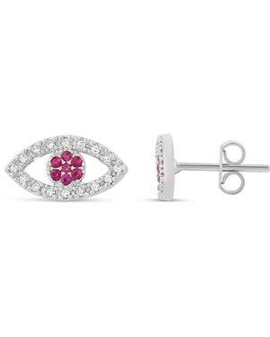 SHYMI Pave Evil Eye Studs - Pink