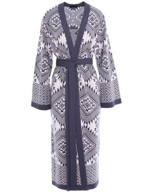 concept A trois Graphic Print Knit Cardigan - Blue