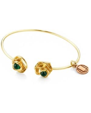 Unaloe Vermeil Bracelet Rocks With Natural Emerald – Handmade Italian Luxury - Metallic