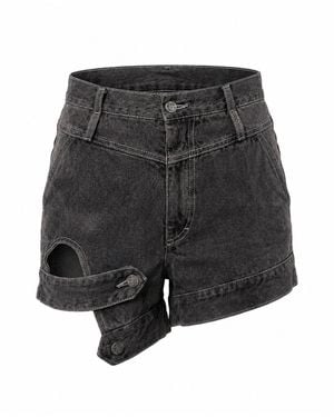 Gao Republic Shorts High-Rise Side Cut-Out Denim - Gray
