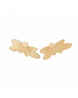 Silver Moon Bloom-Plated Sterling Earrings - Natural
