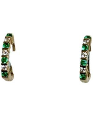Jewelbird Emerald And Diamond Huggie Earrings - Metallic