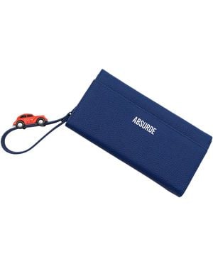 Absurde Parking Grain Leather Bifold Wallet With Car - Blue