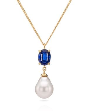 Augustine Jewels Kyanite And Baroque Pearl Drop Necklace - Metallic
