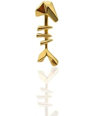 Frenvyrn Mars 18K Vermeil Fish Bone Drop Stud Earring Single - Metallic