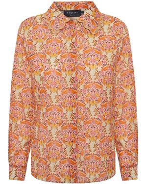 Exquise Eloise Collar Floral Long Sleeve Shirt - Orange