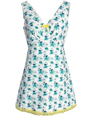 Couture to Your Door Mini Floral Babydoll Mod Dress - Blue