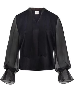Gunda Hafner Ltd Silk Blouse With Sheer Sleeves - Black