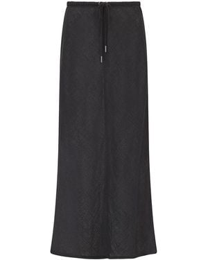 The Summer Edit Phoebe Luxe Linen Drawstring Skirt - Black