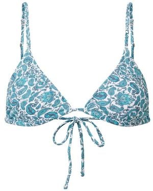 Aqva Swimwear Print Tortuga Bikini Top - Blue