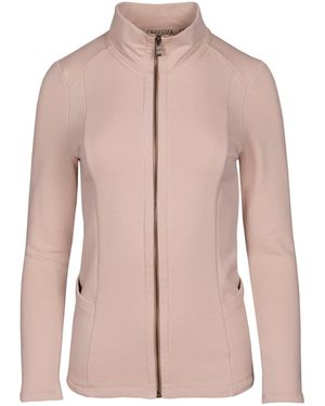 Oh!Zuza Neutrals Zip-Up Funnel Neck Sweatshirt - Pink