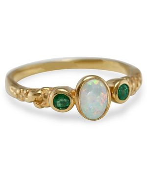 Isla Silver Emerald & Opal Vermeil Ring - Metallic