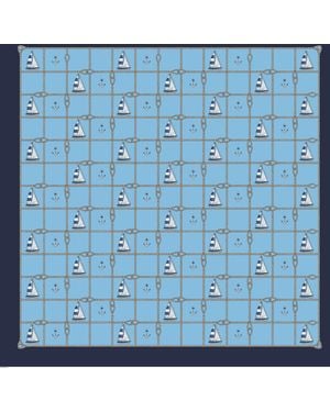 Lazyjack Press Happy Sailing Italian Silk Scarf - Blue