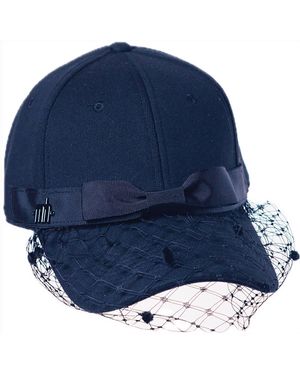 Misa Harada Millinery Gigi Veiled Baseball Cap - Blue
