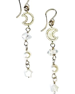 Lexi Jewelry Moon & Star Dangly Earrings - Metallic