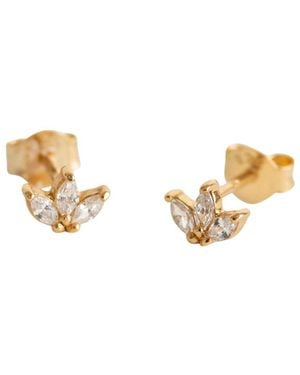 Claire Hill Designs Sparkly Marquise Fan Stud Earrings - Metallic