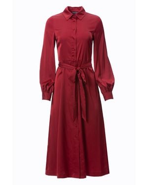 Carloslines Button Down Long Sleeve Shirt Dress - Red