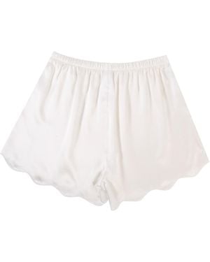Soft Strokes Silk Pure Silk Pearl Scallop Edged Shorts - White
