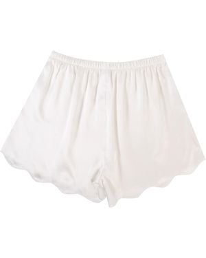 Soft Strokes Silk Pure Silk Pearl Scallop Edged Shorts - White