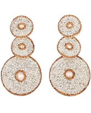 Crystals and Co Large Three Drop Earrings - Natural