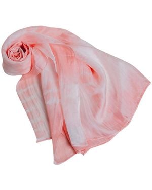Silk and Bears Coral Blush Shibori Silk Scarf – Hand-Dyed Mulberry Silk Shawl, Beach & Resort Cover-Up - Pink
