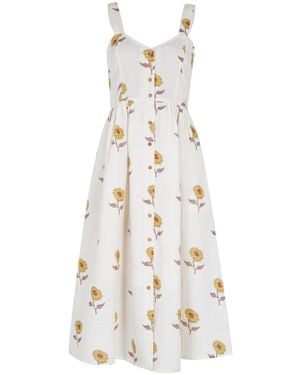 Em & Shi Sunflower Hand Block Strap Dress - White