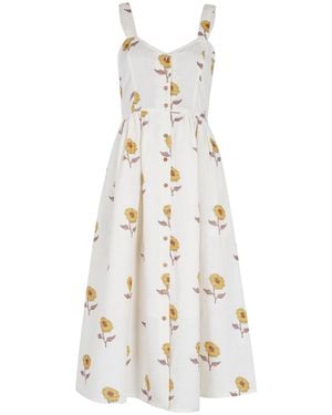 Em & Shi Sunflower Hand Block Strap Dress - White
