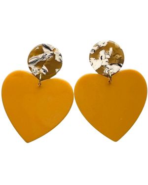 CLOSET REHAB Xl Heart Earrings - Yellow