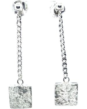 Tg-Jewellery by Tamara Gervasio Square Dangle Stud Sterling Earrings - White