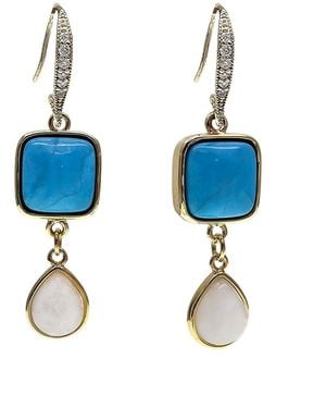 Farra With Teardrop Moonstone Dangle Comfortable Earrings - Blue