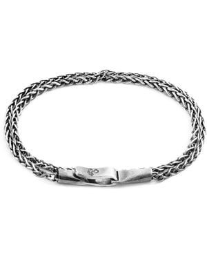 Anchor and Crew Staysail Double Sail Silver Chain Bracelet - Metallic