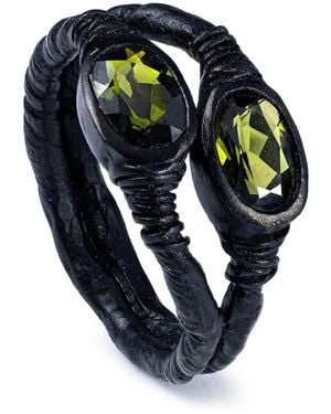 German Kabirski Vesta Anthracite Plated Ring With Chrome Diopside - Blue