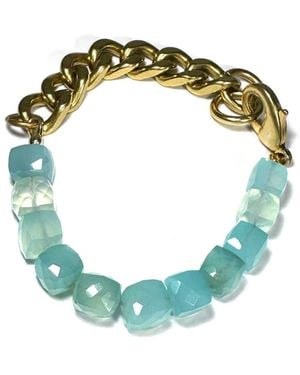 Rachel Nathan Remix: Aqua Chalcedony Cubes Bracelet - Blue