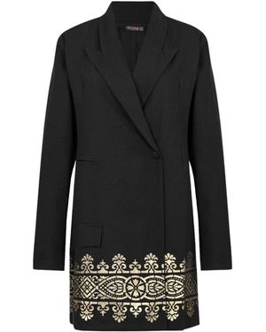 Nesavaali Printed Blazer Mini Dress - Black