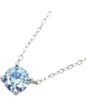 Harfi Topaz Moissanite Crystal Sterling Necklace - Blue