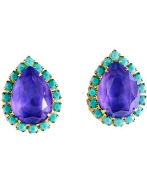 The Pink Reef Pear Stud - Blue