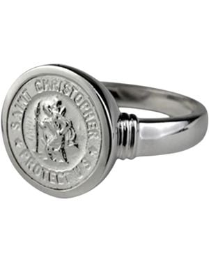 Von Treskow Round St Christopher Ring - Grey