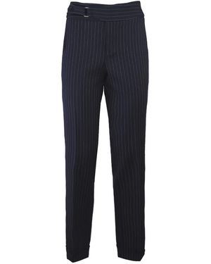 The Extreme Collection Pinstripe Crepe Classic Straight Trousers - Blue