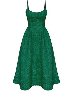 POST MERIDIEM Dark- Jacquard Fitted Corset Bustier Dress - Green